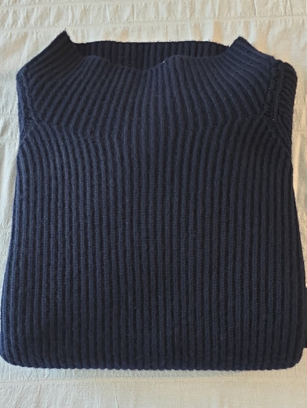 Vince Navy Button Sleeve Wool Cashmere Funnel Neck Sweater Size Large - Picture 13 of 13